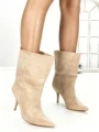 Botine cu Toc Subtire 6XKK3 BEIGE | MEI