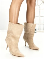Botine cu Toc Subtire 6XKK3 BEIGE | MEI