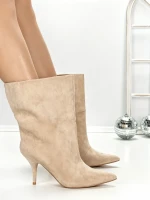 Botine cu Toc Subtire 6XKK3 BEIGE | MEI