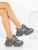 Pantofi Sport Dama din piele naturala 918-1 GUN METAL | FRANCO GERARDO