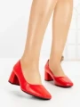 Pantofi cu Toc Gros 8132 RED | CM
