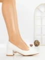 Pantofi cu Toc Gros 8125 WHITE | CM