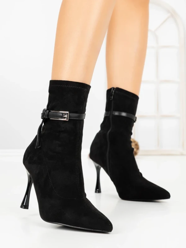 Botine cu Toc Subtire 6GS31 BLACK | MEI