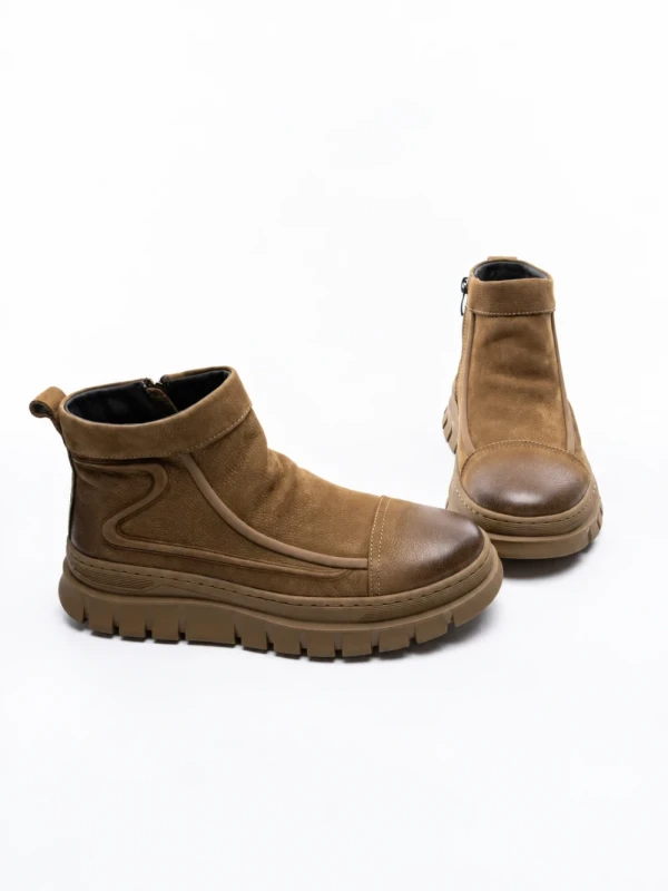 Ghete Barbati din piele naturala 5787 KHAKI | ADVANCER