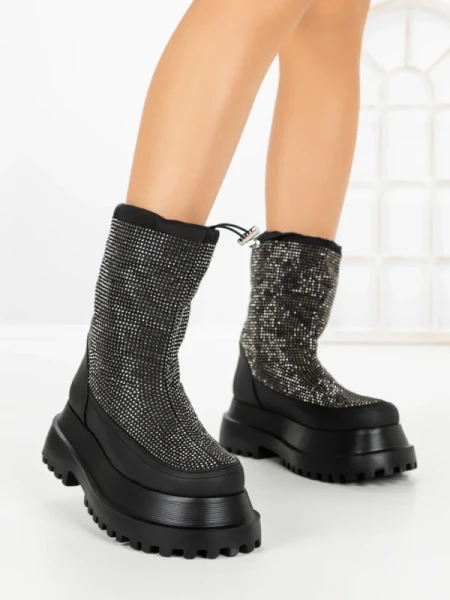 Ghete Dama cu Platforma C-274 BLACK | STEPHAN