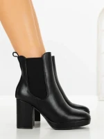 Botine cu Toc Gros 9128 BLACK | CM