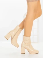 Botine cu Toc Gros 9109 BEIGE | CM