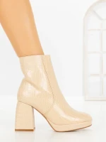 Botine cu Toc Gros 9109 BEIGE | CM