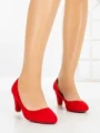 Pantofi cu Toc Gros J-89 RED | CHERIE