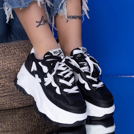 Sportske cipele s platformom za žene WL239 Crna | Mei