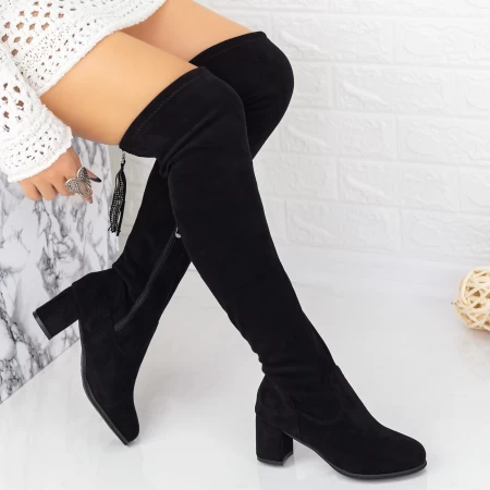 Ženske čizme s debelom petom 2W286 Crna | Mei