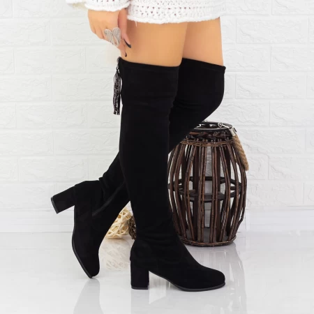 Ženske čizme s debelom petom 2W286 Crna | Mei