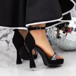 Sandale s tankom petom i platformom za žene 2YXD80 Crna | Mei