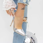 Cipele s tankom petom 2KV79 Srebrna | Mei