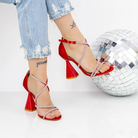 Sandale s debelom petom za žene 2BD35 Crvena | Mei