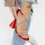 Sandale s debelom petom za žene 2BD35 Crvena | Mei