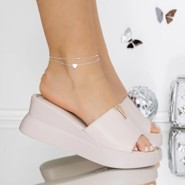 Papuče s platformom za žene 3LE50 Bež | Mei