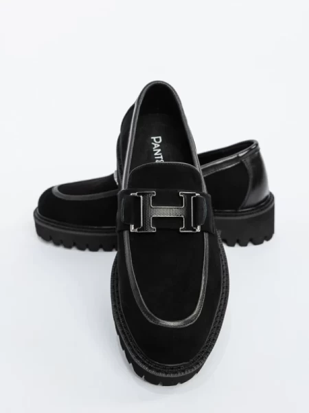 Mocasini Barbati din piele naturala 5NXE25 BLACK | PANTOFUL