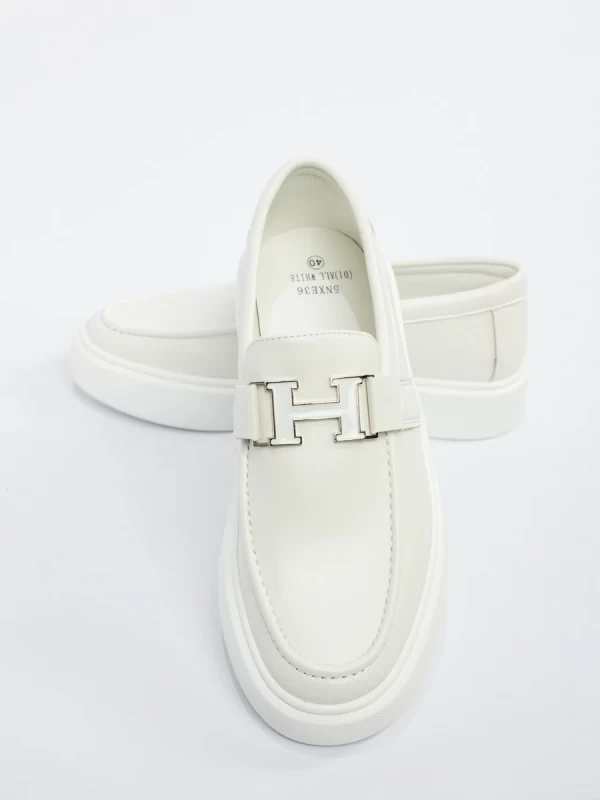 Mocasini Barbati din piele naturala 5NXE36 ALL WHITE | MEI