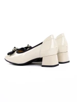 Pantofi cu Toc Gros 21106 CREAM | ADVANCER