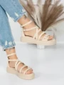Sandale Dama cu Talpa Joasa 5H23 BEIGE | MEI