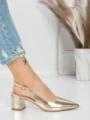 Pantofi cu Toc Gros 5YZ11 GOLD | MEI