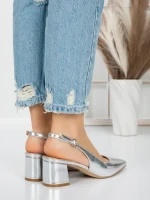 Pantofi cu Toc Gros 5YZ11 SILVER | MEI
