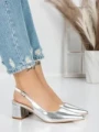 Pantofi cu Toc Gros 5YZ11 SILVER | MEI