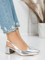 Pantofi cu Toc Gros 5YZ11 SILVER | MEI