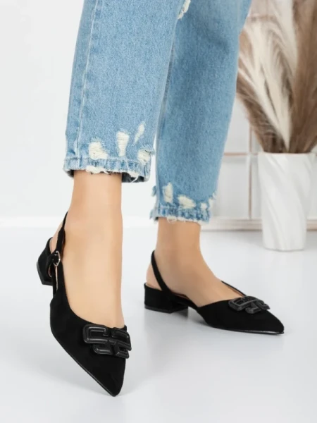 Pantofi cu Toc Gros 5YZ12 BLACK | MEI