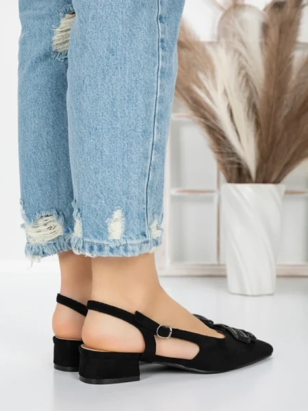 Pantofi cu Toc Gros 5YZ12 BLACK | MEI