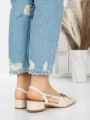 Pantofi cu Toc Gros 5YZ12 BEIGE | MEI