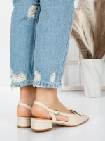 Pantofi cu Toc Gros 5YZ12 BEIGE | MEI