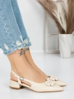 Pantofi cu Toc Gros 5YZ12 BEIGE | MEI