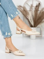 Pantofi cu Toc Gros 5YZ12 BEIGE | MEI