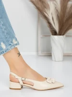 Pantofi cu Toc Gros 5YZ12 BEIGE | MEI