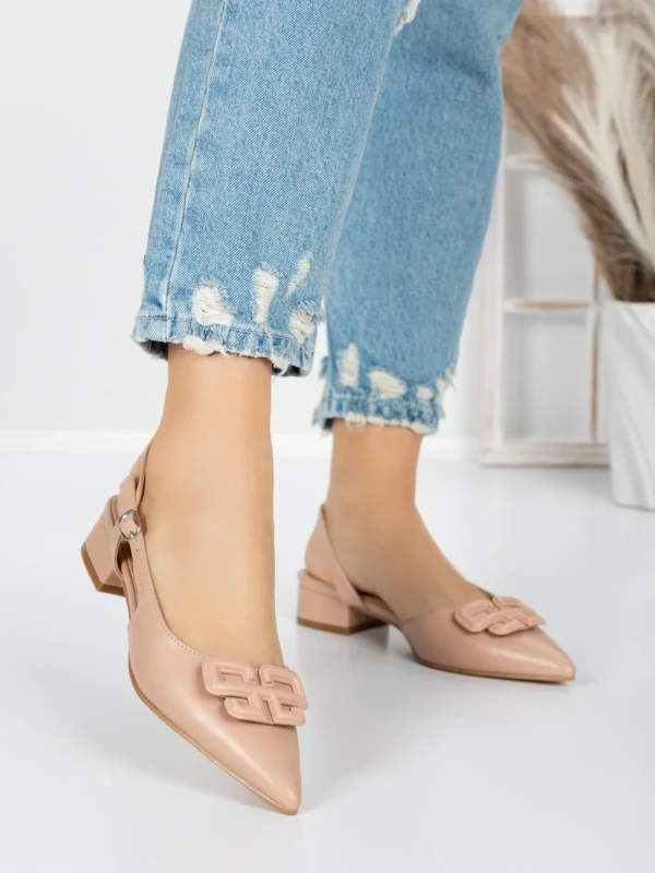 Pantofi cu Toc Gros 5YZ12 APRICOT | MEI