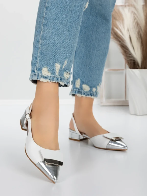 Pantofi cu Toc Gros 5YZ13 SILVER | MEI