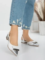 Pantofi cu Toc Gros 5YZ13 SILVER | MEI