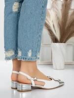 Pantofi cu Toc Gros 5YZ13 SILVER | MEI