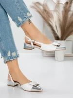 Pantofi cu Toc Gros 5YZ13 SILVER | MEI