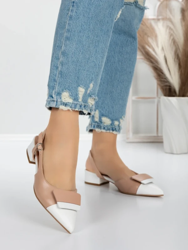 Pantofi cu Toc Gros 5YZ13 BEIGE | MEI