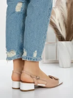 Pantofi cu Toc Gros 5YZ13 BEIGE | MEI