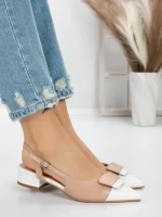Pantofi cu Toc Gros 5YZ13 BEIGE | MEI