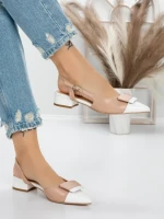 Pantofi cu Toc Gros 5YZ13 BEIGE | MEI