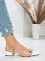 Pantofi cu Toc Gros 5YZ13 BEIGE | MEI