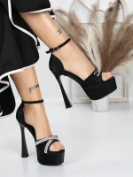 Sandale Dama cu Toc si Platforma 5DC6 BLACK | MEI