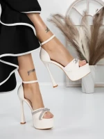 Sandale Dama cu Toc si Platforma 5DC6 BEIGE | MEI