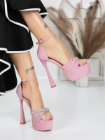 Sandale Dama cu Toc si Platforma 5DC6 PINK | MEI