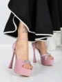 Sandale Dama cu Toc si Platforma 5DC6 PINK | MEI